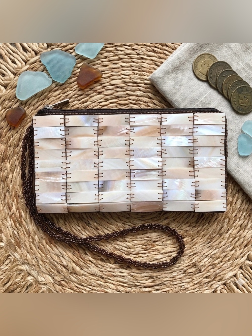 Mod by Design Abalone Shell Wristlet Beaded Handle